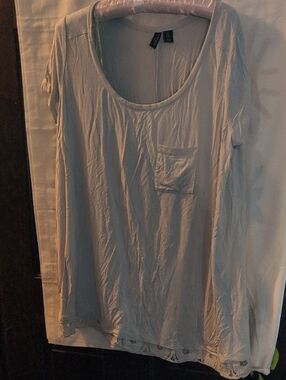 Cynthia Rowley Light Green Scoop Neck Pocket Tee